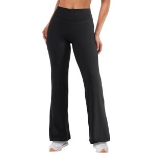imageYEOREO Straight Leggings with Pockets for Women No Front Seam Workout Leggings High Waist Wide Leg Yoga Pants  29quot 315quotBlack