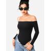 imageYEOREO Dacrly Strapless Bodysuit Long Sleeve Off Shoulder Leotard Double Lined Thong Bodycon Slim Fit Sexy Y2K Going Out TopsBlack