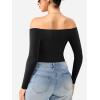 imageYEOREO Dacrly Strapless Bodysuit Long Sleeve Off Shoulder Leotard Double Lined Thong Bodycon Slim Fit Sexy Y2K Going Out TopsBlack