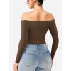 imageYEOREO Dacrly Strapless Bodysuit Long Sleeve Off Shoulder Leotard Double Lined Thong Bodycon Slim Fit Sexy Y2K Going Out TopsDeep Brown