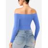 imageYEOREO Dacrly Strapless Bodysuit Long Sleeve Off Shoulder Leotard Double Lined Thong Bodycon Slim Fit Sexy Y2K Going Out TopsEnchanting Blue