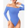 imageYEOREO Dacrly Strapless Bodysuit Long Sleeve Off Shoulder Leotard Double Lined Thong Bodycon Slim Fit Sexy Y2K Going Out TopsEnchanting Blue