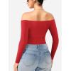 imageYEOREO Dacrly Strapless Bodysuit Long Sleeve Off Shoulder Leotard Double Lined Thong Bodycon Slim Fit Sexy Y2K Going Out TopsRed
