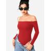 imageYEOREO Dacrly Strapless Bodysuit Long Sleeve Off Shoulder Leotard Double Lined Thong Bodycon Slim Fit Sexy Y2K Going Out TopsRed