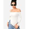 imageYEOREO Dacrly Strapless Bodysuit Long Sleeve Off Shoulder Leotard Double Lined Thong Bodycon Slim Fit Sexy Y2K Going Out TopsWhite