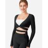 imageYEOREO Dagney Womens Long Sleeve Workout Wrap Top Self Tie VNeck Dance Shirt for Pilates Yoga Ballet Active BlousesBlack
