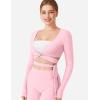 imageYEOREO Dagney Womens Long Sleeve Workout Wrap Top Self Tie VNeck Dance Shirt for Pilates Yoga Ballet Active BlousesLight Pink