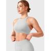 imageYEOREO Racerback Sports Bras for Women Padded Medium Impact Dafnien Seamless Yoga Workout Crop TopsBeige