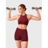 imageYEOREO Racerback Sports Bras for Women Padded Medium Impact Dafnien Seamless Yoga Workout Crop TopsScarlett Red