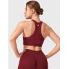 imageYEOREO Racerback Sports Bras for Women Padded Medium Impact Dafnien Seamless Yoga Workout Crop TopsScarlett Red
