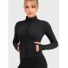 imageYEOREO Women Full Zip Workout Jacket with Pockets Thumb Hole Long Sleeve Athletic Cropped Jackets Gym Yoga TopBlack