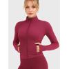 imageYEOREO Women Full Zip Workout Jacket with Pockets Thumb Hole Long Sleeve Athletic Cropped Jackets Gym Yoga TopRuby Red
