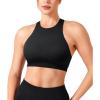 imageYEOREO Racerback Sports Bras for Women Padded Medium Impact Dafnien Seamless Yoga Workout Crop TopsBlack
