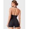 imageYEOREO Daiane Halter Workout Jumpsuits for Women Openback One Piece Padded No Front Seem Bodysuits VBack Yoga Shorts RomperBlack