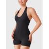 imageYEOREO Daiane Halter Workout Jumpsuits for Women Openback One Piece Padded No Front Seem Bodysuits VBack Yoga Shorts RomperBlack