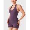 imageYEOREO Daiane Halter Workout Jumpsuits for Women Openback One Piece Padded No Front Seem Bodysuits VBack Yoga Shorts RomperBlack Berry Purple