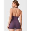imageYEOREO Daiane Halter Workout Jumpsuits for Women Openback One Piece Padded No Front Seem Bodysuits VBack Yoga Shorts RomperBlack Berry Purple