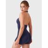 imageYEOREO Daiane Halter Workout Jumpsuits for Women Openback One Piece Padded No Front Seem Bodysuits VBack Yoga Shorts RomperDark Blue