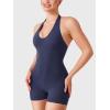 imageYEOREO Daiane Halter Workout Jumpsuits for Women Openback One Piece Padded No Front Seem Bodysuits VBack Yoga Shorts RomperDark Blue