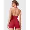 imageYEOREO Daiane Halter Workout Jumpsuits for Women Openback One Piece Padded No Front Seem Bodysuits VBack Yoga Shorts RomperRed