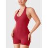 imageYEOREO Daiane Halter Workout Jumpsuits for Women Openback One Piece Padded No Front Seem Bodysuits VBack Yoga Shorts RomperRed