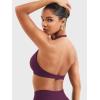 imageYEOREO Halter Sports Bras for Women Low Impact Removable Padded Adjustable Deep V Bra Seamless Workout Gym Crop TopsBlack Cherry