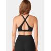 imageYEOREO Sports Bras for Women Deep V Neck Criss Cross Bra Wafiya Padded Low Impact Workout Gym Crop TopBlack