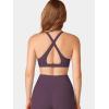 imageYEOREO Sports Bras for Women Deep V Neck Criss Cross Bra Wafiya Padded Low Impact Workout Gym Crop TopBlack Berry Purple
