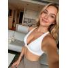 imageYEOREO Sports Bras for Women Deep V Neck Criss Cross Bra Wafiya Padded Low Impact Workout Gym Crop TopWhite