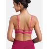 imageYEOREO Women V Neck Sports Bras Crisscross Adjustable Strappy Wirefree Padded Low Impact Yoga Gym Bra Workout Crop TopsRose Red