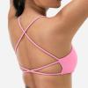 imageYEOREO Womens Sports Bra Strappy Criss Cross Back Bra TwistBack Sports Bra Removable Padded Yoga Crop Top1 Candy Powder