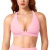 imageYEOREO Sports Bras for Women Deep V Neck Criss Cross Bra Wafiya Padded Low Impact Workout Gym Crop TopBaby Pink