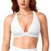 imageYEOREO Sports Bras for Women Deep V Neck Criss Cross Bra Wafiya Padded Low Impact Workout Gym Crop TopWhite