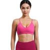 imageYEOREO Women V Neck Sports Bras Crisscross Adjustable Strappy Wirefree Padded Low Impact Yoga Gym Bra Workout Crop TopsRose Red
