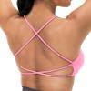 imageYEOREO Womens Sports Bra Strappy Criss Cross Back Bra TwistBack Sports Bra Removable Padded Yoga Crop Top1 Candy Powder