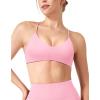imageYEOREO Workout Sports Bras for Women Padded Y Back V Neck Bra Adjustable Straps Zaahira Backless Gym Yoga TopsBaby Pink