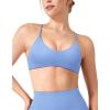 imageYEOREO Workout Sports Bras for Women Padded Y Back V Neck Bra Adjustable Straps Zaahira Backless Gym Yoga TopsIce Blue