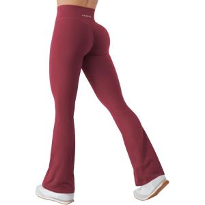 imageYEOREO Mini Flare Leggings for Women 285305325 Hidden Scrunch Workout High Waisted No Front Seam Craze Gym Yoga PantsAnkela Red