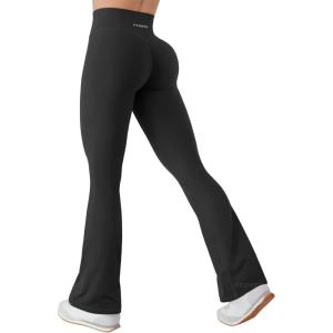 imageYEOREO Mini Flare Leggings for Women 285305325 Hidden Scrunch Workout High Waisted No Front Seam Craze Gym Yoga PantsBlack