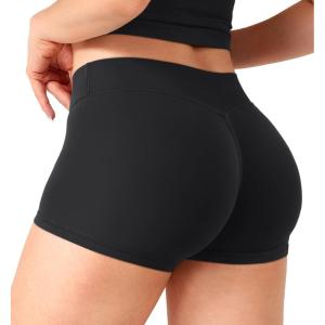 imageYEOREO Womens Low Rise Biker Shorts 25 No Front Seam Zahida Workout Volleyball Gym Yoga Booty ShortsBlack