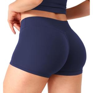 imageYEOREO Womens Low Rise Biker Shorts 25 No Front Seam Zahida Workout Volleyball Gym Yoga Booty ShortsDark Blue