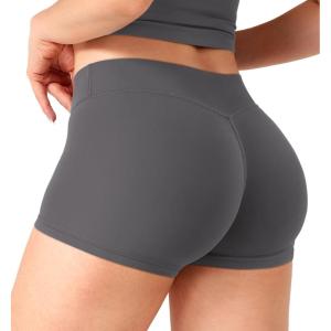 imageYEOREO Womens Low Rise Biker Shorts 25 No Front Seam Zahida Workout Volleyball Gym Yoga Booty ShortsDark Gray