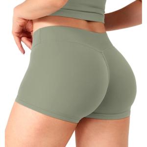 imageYEOREO Womens Low Rise Biker Shorts 25 No Front Seam Zahida Workout Volleyball Gym Yoga Booty ShortsGray Green
