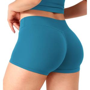 imageYEOREO Womens Low Rise Biker Shorts 25 No Front Seam Zahida Workout Volleyball Gym Yoga Booty ShortsMarine Blue