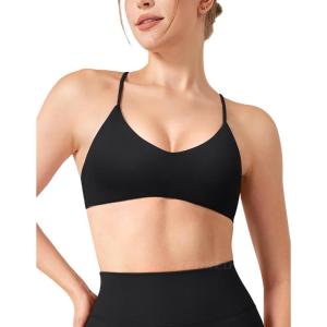 imageYEOREO Workout Sports Bras for Women Padded Y Back V Neck Bra Adjustable Straps Zaahira Backless Gym Yoga TopsBlack