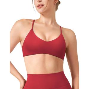 imageYEOREO Workout Sports Bras for Women Padded Y Back V Neck Bra Adjustable Straps Zaahira Backless Gym Yoga TopsMaroon