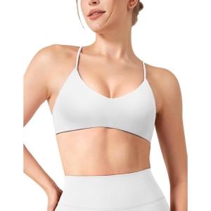 imageYEOREO Workout Sports Bras for Women Padded Y Back V Neck Bra Adjustable Straps Zaahira Backless Gym Yoga TopsWhite