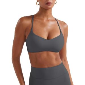 imageYEOREO Y Back Sports Bras for Women Padded Racerback Bra Paisely Light Impact Adjustable Straps Gym Workout TopsDark Gray