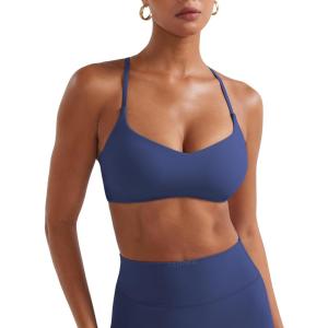 imageYEOREO Y Back Sports Bras for Women Padded Racerback Bra Paisely Light Impact Adjustable Straps Gym Workout TopsNavy