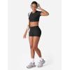 imageYEOREO Low Rise Biker Shorts with Pockets for Women 36 Gym Workout No Front Seam Eloiwen Yoga Booty Scrunch ShortsBlack